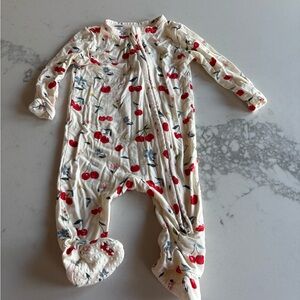 Angel Dear Red Cherry and Green Leaf Kids Footie